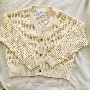 Large Pop Sugar cardigan sweater creamy white color 60% cotton